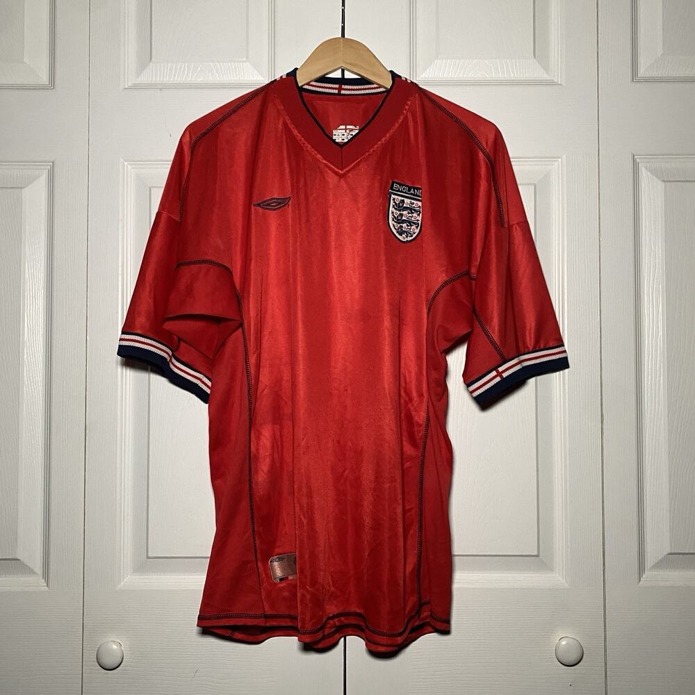 Mens Vintage 2002-2004 Umbro England National Team Away Soccer Jersey Size XL